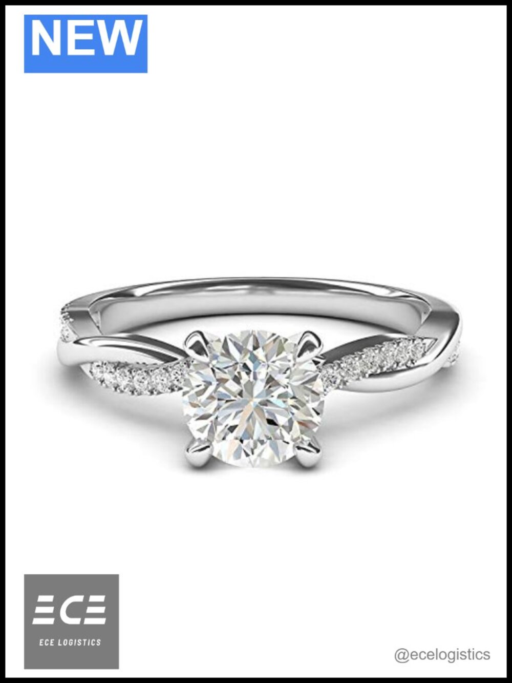 Sterling Silver 1CT Moissanite Engagement Ring Twisted Vine Bridal Promise Ring